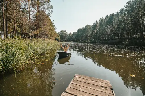 une barque sur un marais