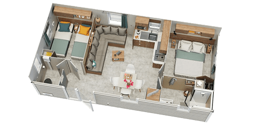 floor plan of a new 2-bedroom mobile home