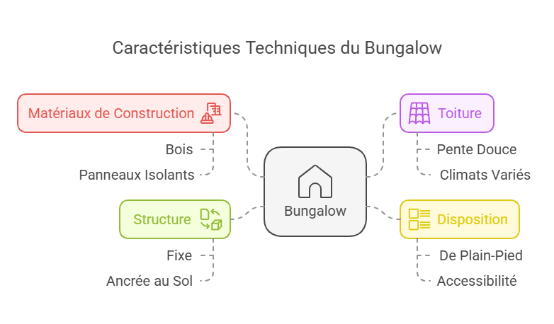 Infographie des caractéristiques techniques du bungalow