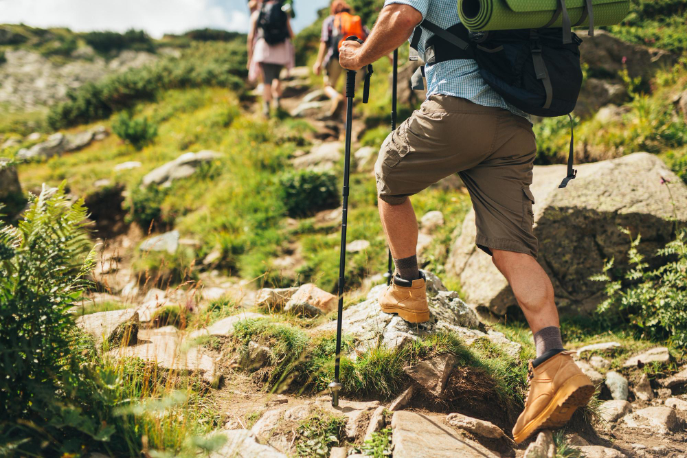 des personnes faisant de la randonnée en montagne